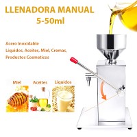 LMC-50S Llenadora Manual de Acero Inoxidable de Líquidos, Aceites, Cremas, Productos Cosmeticos [5-50ml] / Tolva: 2L