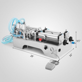 LSSL-1000D Llenadora Dosificadora Volumétrica Neumática Semi-Automática Doble de Piston de Productos Líquidos y Semi-Líquidos [80-1000ml]